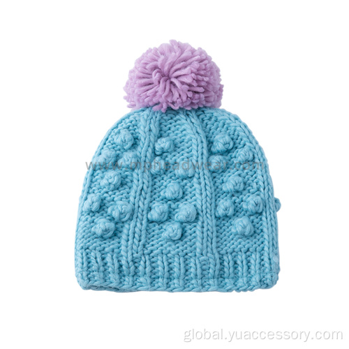 China Hand Knit Winter Warm Acrylic Pom Pom Beanie Factory